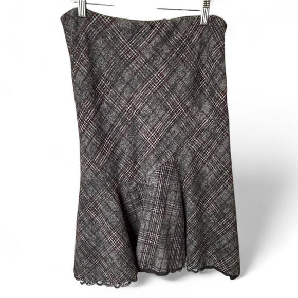 Express Wool Blend Plaid Flounce Skirt – Size 6 - Picture 4 of 7